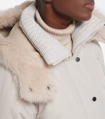 Leather-trimmed down jacket | Brunello Cucinelli