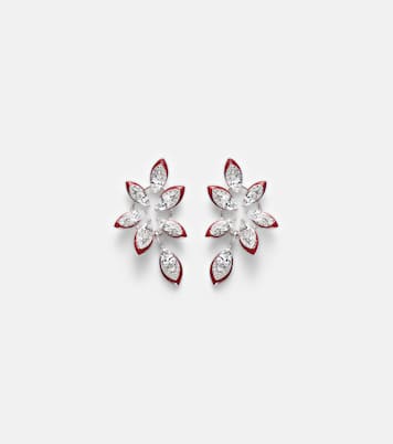 Ohrringe The Leaf aus 18kt Weißgold mit Emaille und Diamanten | Kamyen