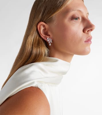 Ohrringe The Leaf aus 18kt Weißgold mit Emaille und Diamanten | Kamyen