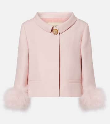 Crepe Couture feather-trimmed blazer | Valentino