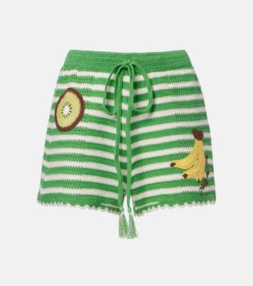 Embroidered striped cotton shorts | Alémais