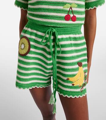 Embroidered striped cotton shorts | Alémais