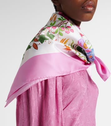 Floral silk twill scarf | Gucci