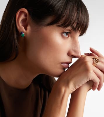 Scarabée 9kt gold earrings with gemstones | Yvonne Léon