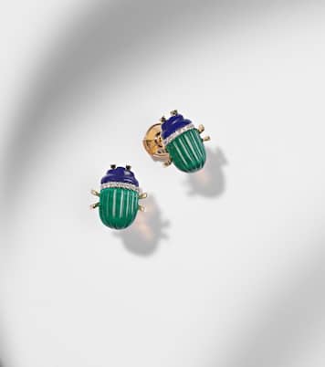 Scarabée 9kt gold earrings with gemstones | Yvonne Léon