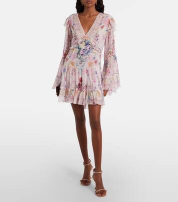 Embellished floral silk chiffon minidress | Camilla