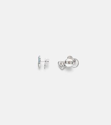 Heart 18kt white gold earrings with diamonds and enamel | Kamyen