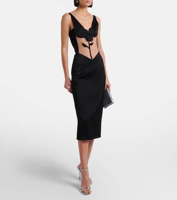 Floral-appliqué satin and taffeta gown | David Koma