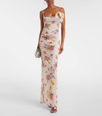 Floral-appliqué floral jersey maxi dress | Blumarine