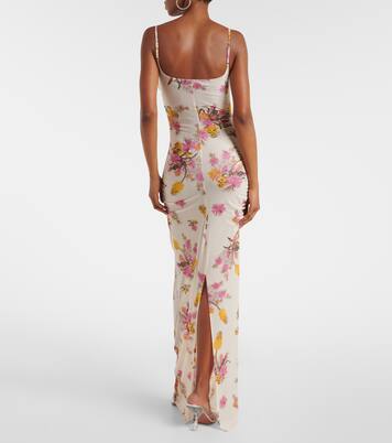 Floral-appliqué floral jersey maxi dress | Blumarine