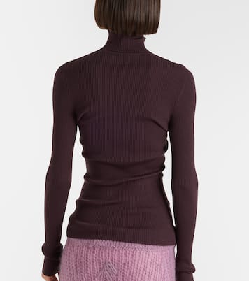 Ribbed-knit virgin wool turtleneck top | Wolford