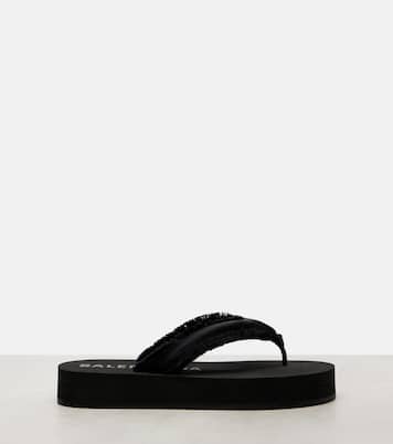 Cushy fringed satin platform thong sandals | Balenciaga