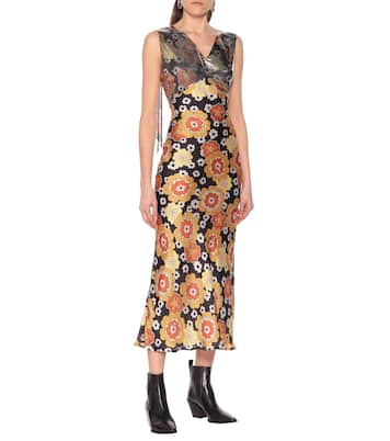 Mesh-trimmed floral gown | Rabanne