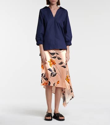 Floral satin asymmetric midi skirt | Marni