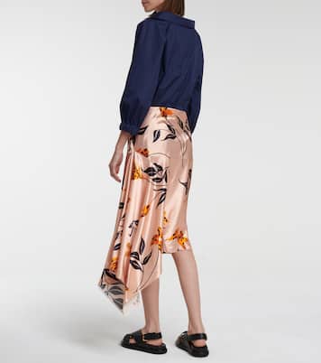 Floral satin asymmetric midi skirt | Marni