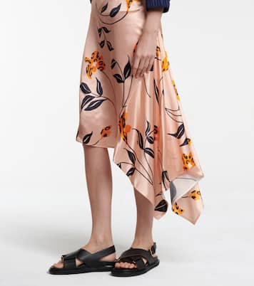 Floral satin asymmetric midi skirt | Marni