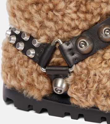 Embellished shearling ankle boots | Miu Miu
