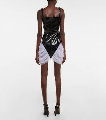 Vestido corto de vinilo con tul | Christopher Kane