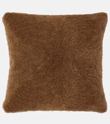 Cuscino in shearling e pelle | Brunello Cucinelli