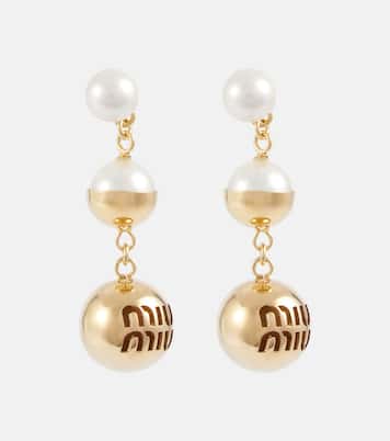 Faux pearl drop earrings | Miu Miu