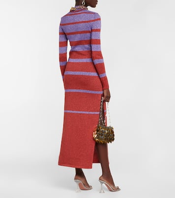 Robe longue rayée métallisée | Rabanne