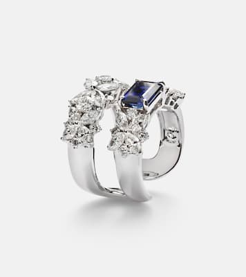 18kt white gold ring with sapphire and diamonds | Yeprem