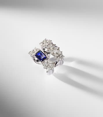 Bague en or blanc 18 ct avec saphir et diamants | Yeprem