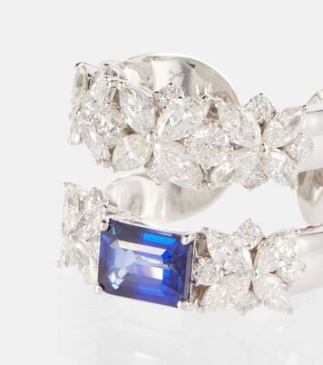 Bague en or blanc 18 ct avec saphir et diamants | Yeprem