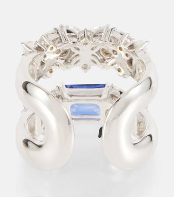 Bague en or blanc 18 ct avec saphir et diamants | Yeprem