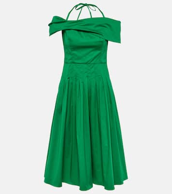 Abito midi in seta con scollo bardot | Oscar de la Renta