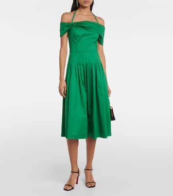 Abito midi in seta con scollo bardot | Oscar de la Renta