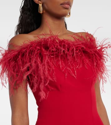 Starling feather-trimmed midi dress | Safiyaa