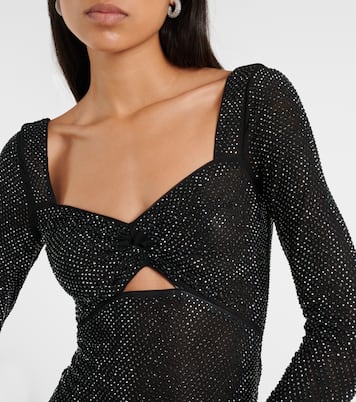 Crystal-embellished mesh midi dress | Self-Portrait