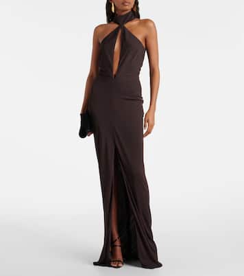 Cutout halterneck sablé jersey gown | Tom Ford