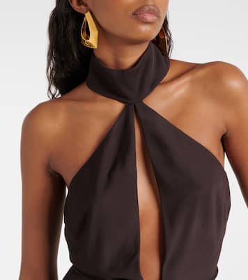 Cutout halterneck sablé jersey gown | Tom Ford