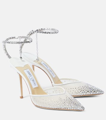 Pumps Saeda 100 in raso con decorazioni | Jimmy Choo
