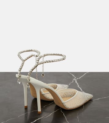 Pumps Saeda 100 in raso con decorazioni | Jimmy Choo
