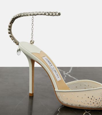 Pumps Saeda 100 in raso con decorazioni | Jimmy Choo