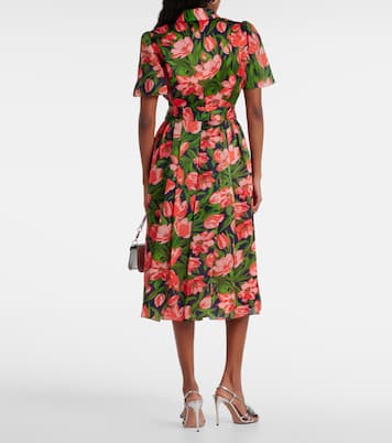 Abito chemisier in seta con stampa floreale | Carolina Herrera