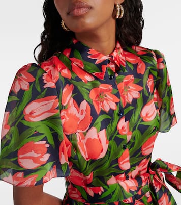 Abito chemisier in seta con stampa floreale | Carolina Herrera