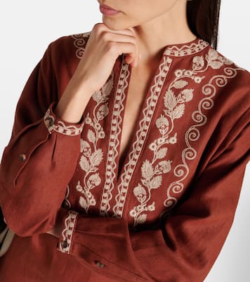 Bestickter Kaftan Faye aus Leinen | Loro Piana