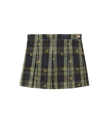 Jupe en jacquard de coton à carreaux | Versace Kids