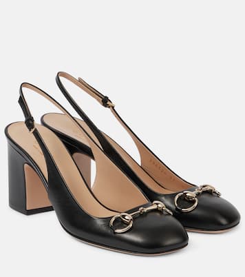 Horsebit leather slingback pumps | Gucci