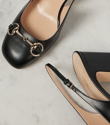 Horsebit leather slingback pumps | Gucci