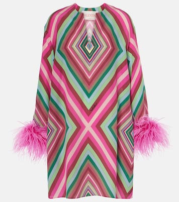 Robe en crêpe de soie à plumes | Valentino