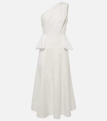One-shoulder cotton poplin midi dress | Roland Mouret