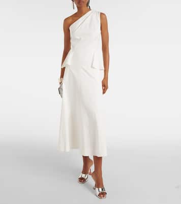 One-shoulder cotton poplin midi dress | Roland Mouret