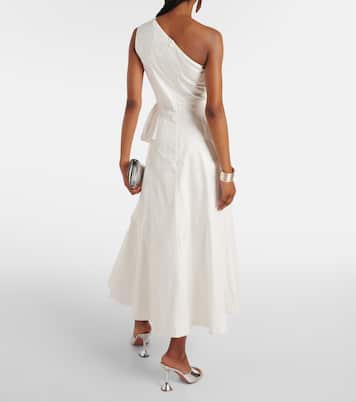One-shoulder cotton poplin midi dress | Roland Mouret
