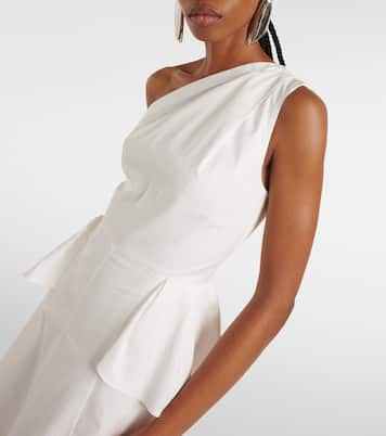 One-shoulder cotton poplin midi dress | Roland Mouret