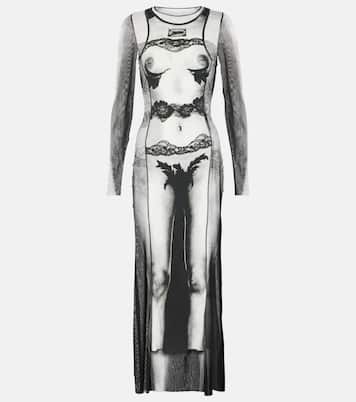 Maxikleid Marinière aus Mesh | Jean Paul Gaultier